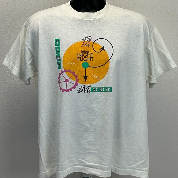 Vintage Treehouse Night Flight Time Machine T Shirt Mens X-Large Zipline White - Picture 2 of 13
